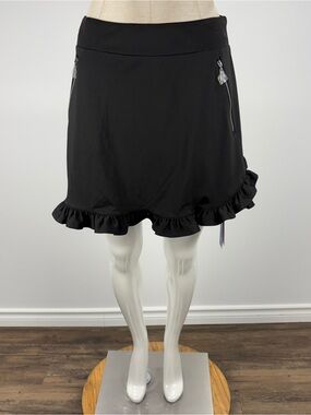 NWT ACEGOLFS Black Ruffle Golf Skort Size S High Waisted Tennis Skirt Athletic